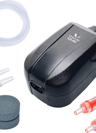 Uniclife Aquarium Air Pump Dual Outlet Fish Tank Aerator with Accessories for 5-200 Gallon Tank