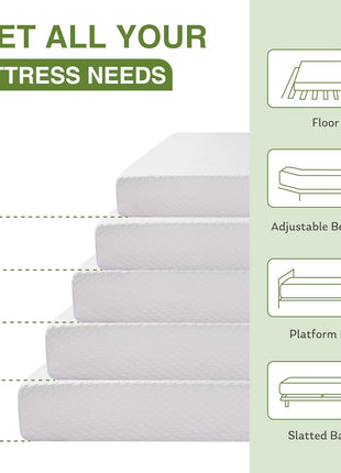 EGOHOME Full Size Memory Foam Mattress, 8 Inch Bed Mattress in A Box with Cooling Green Tea Gel, Pressure Relief with Medium Firm Support, CertiPUR US Certified, 75''L x 54''W, ??7.3 pounds White