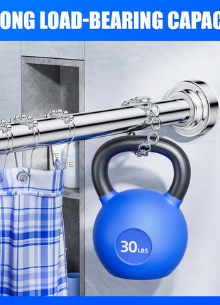 Ausemku Shower Curtain Rod Tension - 32-80 Inch Never Rust Non-Slip Spring Tension Curtain Rod No Drilling Stainless Steel Curtain Rod Use Bathroom Kitchen(Silver)