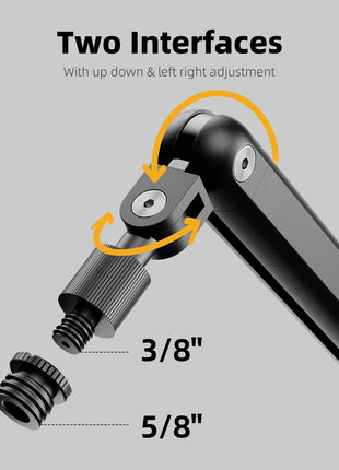 TODI Mic Arm for Lightweight Mics, Microphone Arm Rotatable, Storable Desk Mic Stand for Bear 3LB with Mount Clamp, Mic Stand Boom Arm with Cable Channel with 3/8'' 5/8'' Thread for Podcast, Gaming