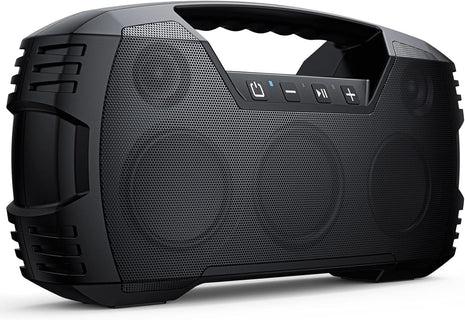 Outdoor Bluetooth Speaker, IPX7 Waterproof, 90W Peak, 32H, Black | Floating design, deep bass, TWS stereo, portable handle, rugged build for pool days, beach trips, kayaking, and hiking
