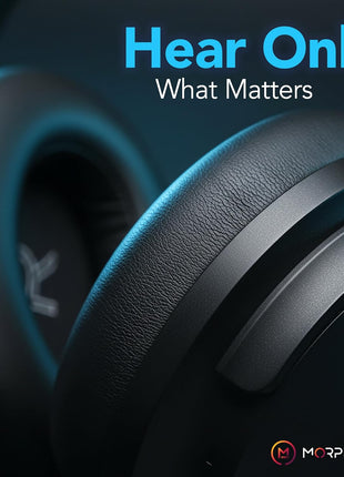 Morpheus 360 Synergy HD Bluetooth Headphones Wireless, Qualcomm aptX HD, CES 2025 Twice Picks Award Creators, Over-Ear Noise Cancelling Headphones, 50Hr Playtime, USB-C, Korean Protein Leather, Black