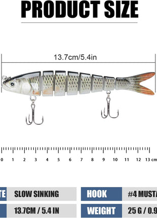 TRUSCEND Easy Catch Swimmax with BKK Hooks, Magic Noisy Wiggling and Vibrating Actions for More Bites, Lifelike Fishing Lures for Bass Trout Walleye Crappie, Strongest Dyneema Fiber Jointed Swimbaits