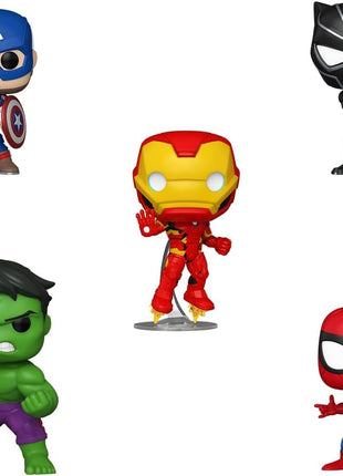 Funko Pop! Marvel: Spiderman/Iron Man/CPT. America/Hulk/Black Panther, 5-Pk | Collectable Vinyl Figure - Gift Idea - Official Merchandise - Toys for Kids & Adults