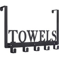 Over The Door Hooks - Towel Holder for Bathroom, Bedroom, Kitchen & Pool - Sandblasted Black Metal Wall Mount