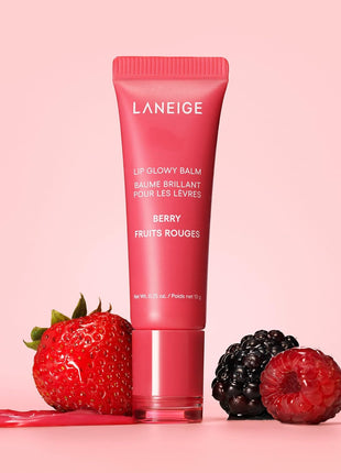 LANEIGE Lip Glowy Balm: Sheer Tinted Lip Treatment Balm Tube with Shea & Murumuru Butters for Hydrating, Moisturizing, Glossy, Non-Sticky Shine, Berry | Korean Skin Care