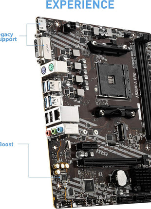 MSI A520M-A PRO Gaming Motherboard (AMD Ryzen 5000, AM4, DDR4, PCIe 3.0, SATA 6Gb/s, M.2, USB 3.2 Gen 1, DVI/HDMI, Micro-ATX)