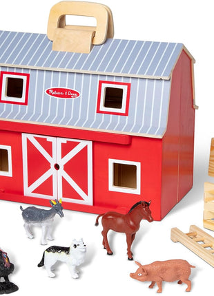 Melissa & Doug Wooden Fold & Go Barn, Multi, One Size