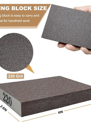 Tonmp 6 Pack 220 Grit Superfine Sanding Sponge, Washable and Reusable Great for Pot Brush Pan Brush Sponge Brush Glasses Sanding Wood Sanding Metal Sanding (220 Grit-6 Pack)
