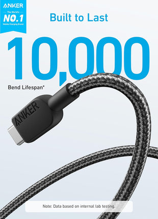 Anker USB A to USB C Cable, Charger Cord (2 Pack, 6FT), for iPhone 17 Series,Samsung Galaxy Note 10/S10+ S10, LG V30 (Black)