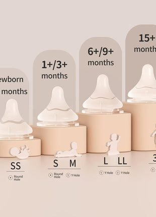 Pigeon Silicone Nipple (S) with Latch-On Line, 1+ Months, 4 Counts | Natural Feel, Slow Flow