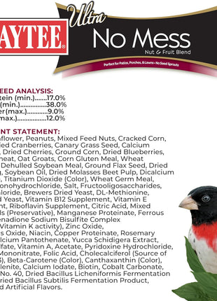 Kaytee Wild Bird Ultra No Mess Nut & Fruit Food Seed Blend For Blue Jays, Woodpeckers, Juncos, Cardinals, Grosbeaks, Sparrows, and Finches, 5.5 Pound