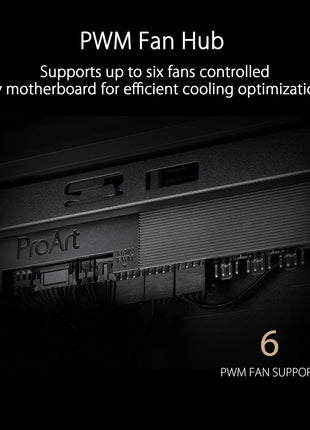ASUS ProArt PA602 E-ATX PC Case 420mm Radiator Support, Dual 200mm Built-in Fans, Front Panel IR dust Indicator, Power Lock, Tool-Less PCIe mounting & GPU Holder, Front 20Gbps USB-C, 2 Year Warranty