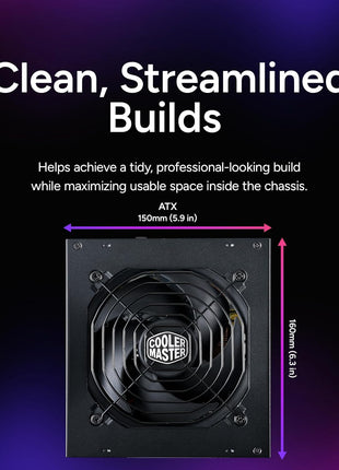 Cooler Master MWE Gold 750 V2 Power Supply, Fully Modular | Certification Cybenetics Gold & Noise Standard +, 80 PLUS Gold, 750W, Semi-Fanless Low Noise, Fully Modular