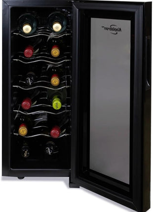 Koolatron Urban Series 12 Bottle Wine Cooler, Thermoelectric Wine Fridge, 1 cu. ft. Freestanding Wine Refrigerator for Home Bar, Small Kitchen, Apartment, Condo, Cottage, RV
