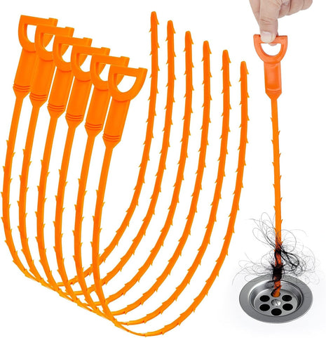 6 Pack 25 Inch Drain Snake Hair Clog Remover Tool, Flexible Sink Drain Cleaner for Shower, Bathtub, Bathroom Sink and Kitchen Sink, Reusable Drain Cleaning Tool for Hair Blockage Removal