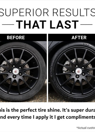 CAR GUYS Tire Shine Spray - The Perfect Deep Black Shine - Long Lasting Car Tire Dressing - No Sling & Dry to Touch - 18 Oz Kit with Applicator