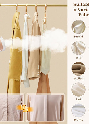 HAPAIS Steamer for Clothes,1800W Standing Garment Steamer 30s Heat-up with Adjustable Stable Double Rod,2-in-1 Flat & Hanging Ironing,Clothes Steamer with 10 Fabric Steam Modes