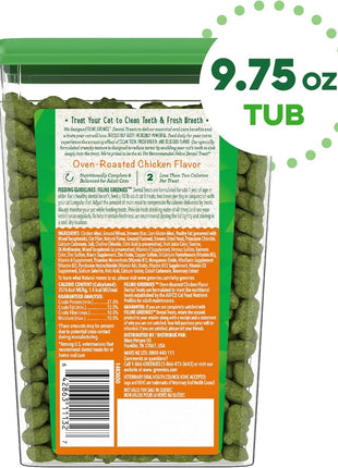 Greenies Feline Adult Dental Cat Treats, Oven Roasted Chicken Flavor, 9.75 oz. Tub