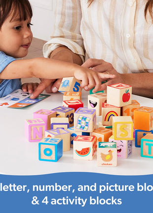 Melissa & Doug Ms. Rachel Letter, Number, and Game Wooden Learning Blocks with Activity Cards for Girls and Boys Toddlers Ages 18 Months+ - FSC Certified