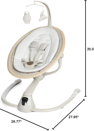 Maxi-Cosi Cassia Smart Baby Swing for Infants, Portable, Foldable Infant Swing with Music, 360 Rotation, 5 Speeds, 12 Melodies, EcoCare Fabric, Auto Motion Sensor, 2 Reclines, Classic Oat