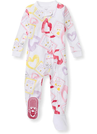 Burt's Bees Baby baby girls Pajamas, Zip Front Non-slip Footed Pjs, 100% Organic Cotton and Toddler Sleepers, Autumn Blooms 2-pk, 12 Months US