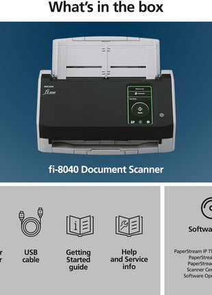 RICOH fi-8040 Fast Front Office & Desktop Document, Receipt, ID Card Scanner with 50 Page Auto Feeder and PC-Less DirectScan Network Scanning Capability