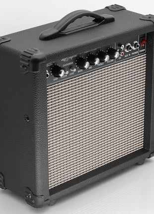 Leo Jaymz 20W Electric Guitar Amplifier - Clean and Distortion Channel - 3 Band Equalization and CD Line Input - Recording Studio, Practice Room, Small Courtyard (6.5 inch, Black)