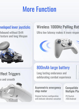 FLYDIGI Direwolf 3 Wireless PC Controller, Hall Effect Joysticks Triggers,1000 Hz Polling Rate, Multi-Platform Gaming Controller