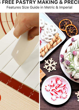DANIA & DEAN 26"x16" Extra Thick Silicone Baking Mat for Pastry and Bread | Non-Slip & Non-Stick Mat with Measurements, for Pizza, Pie Crust, Dough Rolling, Pasta & Sourdough, Reusable Counter Sheet