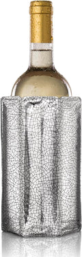 Vacu Vin Wine Cooler Sleeve ??Silver ??Flexible Wine Bottle Chiller ??Reusable Ice Sleeve ??Metallic Wine Accessory ??Fits 750ml Bottles ??Fast, Elegant Cooling for Any Occasion