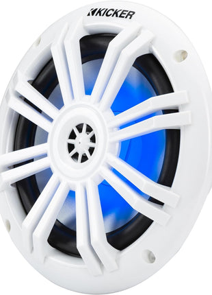 KICKER 51KM604WL KM 6.5 inch 4Ω LED Marine Coaxial Speakers - Pair