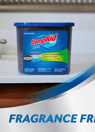 DampRid Fragrance Free Disposable Moisture Absorber with Activated Charcoal, 18 oz (Pack of 3) Moisture Absorber & Odor Remover, Lasts Up To 60 Days, No Electricity Required