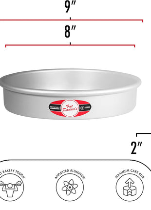 Fat Daddio's Anodized Aluminum Round Cake Pans, 2 Piece Set, 8 x 2 Inch