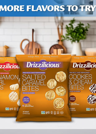 Drizzilicious Mini Flavored Rice Cakes Birthday Cake - Rice Crisps, Healthy Snack for Adults and Kids, Vegan, Gluten Free Snack, Allergen Free, Only 90 Calories Per Bag - 0.74 oz (Pack of 10)