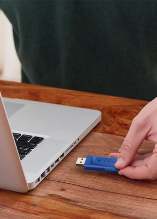 Verbatim 64GB USB 2.0 Flash Drive - Cap-Less & Universally Compatible - Blue