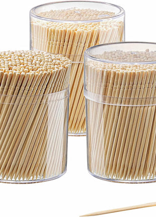 GUSTO [1500 Count] Bamboo Wooden Toothpicks Wood Round Single Point   (Formerly Comfy Package)
