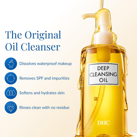 DHC Deep Cleansing Oil, Makeup Remover, Gentle Oil Cleanser, 4.1 oz | Facial Cleansing Oil, Blackhead Remover, Cleanses without Clogging Pores, Residue-Free, Fragrance and Colorant Free