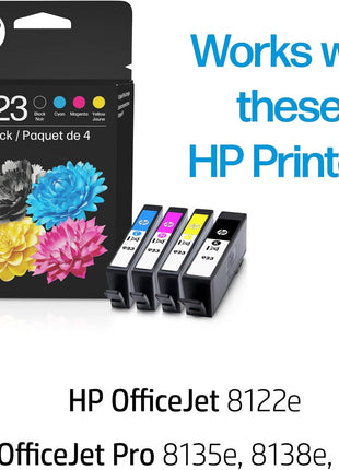 HP 923 Black, Cyan, Magenta, Yellow Ink Cartridges Printers | Works with Printer Series: OfficeJet 8120, OfficeJet Pro 8130 | Eligible for Instant Ink | 6C3Y6LN