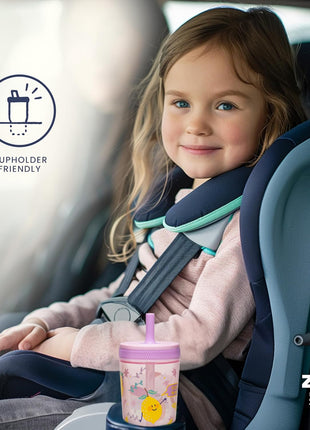 Zak Designs Kelso Toddler Cups For Travel or At Home, 15oz 2-Pack Durable Plastic Sippy Cups With Leak-Proof Design is Perfect For Kids (Sweet Berry, Lemon Zest)