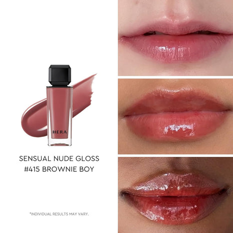 HERA Sensual Nude Lip Gloss #415 BROWNIE BOY - FELIX Picked | Volumizing Sheer & Glossy Finish, Non-sticky, Moisturizing and Hydrating, Korean Makeup, 0.17 oz. (5g)