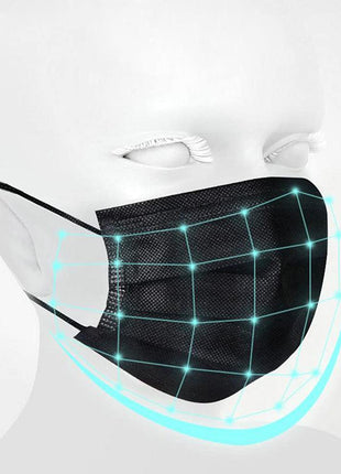 NNPCBT 100PCS 3 Ply Black Disposable Face Mask Filter Protection Face Masks