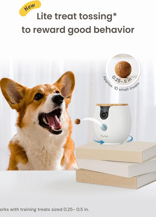 Furbo Mini 360° 2K QHD Pet Camera: Basic See, Talk & Toss Features, No AI Alerts, No Subscription Required, Dog & Cat Rotating Treat Dispenser w/Phone App, Smart Indoor Cam, 2-Way Audio & Night Vision