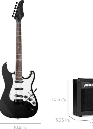 Best Choice Products 39in Full Size Beginner Electric Guitar Starter Kit w/Case, Strap, 10W Amp, Strings, Pick, Tremolo Bar   Jet Black