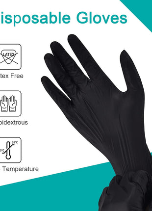 Schneider Black Vinyl Synthetic Exam Gloves, 4 Mil, Large, Disposable Gloves Latex Free, Plastic for Medical, Cooking, Cleaning, and Food Prep, Surgical Powder Free, Non Sterile, 100 ct Box (L)