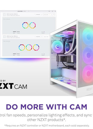 NZXT F420 RGB Core - 420mm Single-Frame RGB Fan Unit - White | 420mm single-frame unit with three 140mm RGB fans on one cable. Speed and lighting controlled through CAM.