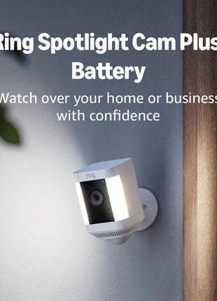 Ring Spotlight Cam Plus, Battery, Home or business security with HD video, Two-Way Talk, Color Night Vision, and Security Siren, White