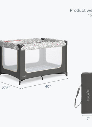 Dream On Me Zodiak Baby Playard, Breathable Mesh Sides, Soft Comfortable Mattress, Quick & Easy to Fold with Travel Carry Bag, Compact Space Saving Design - Gray
