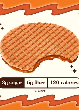 Rip Van Wafels Dutch Caramel & Vanilla Stroopwafels, Healthy Snacks, Non-GMO, Low Calorie, Low Sugar (3g), Office Snacks, Keto Friendly, 12 Count
