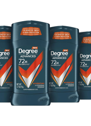 Degree Men Antiperspirant Deodorant Adventure Antiperspirant For Men With MotionSense Technology 2.7 oz, Pack of 4